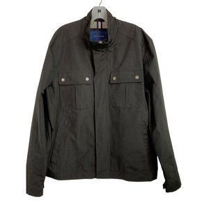 L Cole Haan Trucker Jacket Full Zip Black EUC 6488 Canvas Spring  $250 Rain